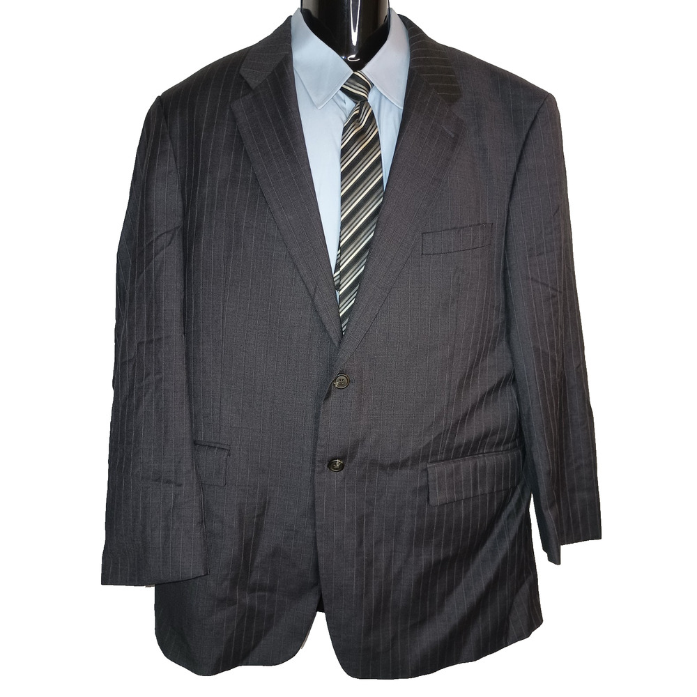 CARLO VERCELLI Men's Navy Blue Pinstripe Double Breasted Blazer 42R M008